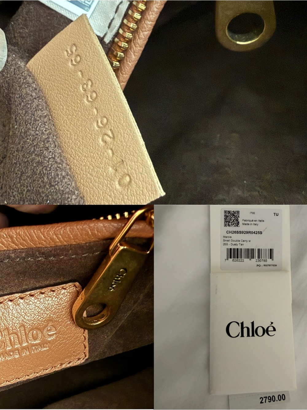 The Chloé Marcie Leather & Suede Patchwork Satchel in Dusty Tan NWT - Picture 17 of 17